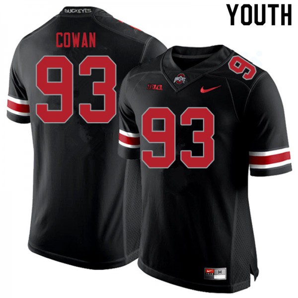 Ohio State Buckeyes #93 Jacolbe Cowan Youth Football Jersey Blackout